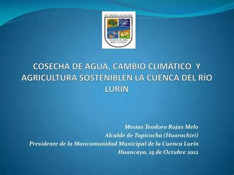 Ppt Cosecha De Agua Cambio Clim Tico Y Agricultura Sosteniblen La