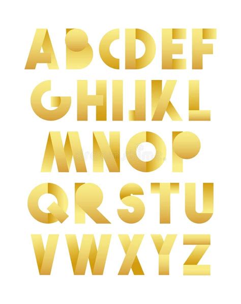 Fonte Retro No Ouro Alfabeto Dourado Letras Realísticas Ilustração do