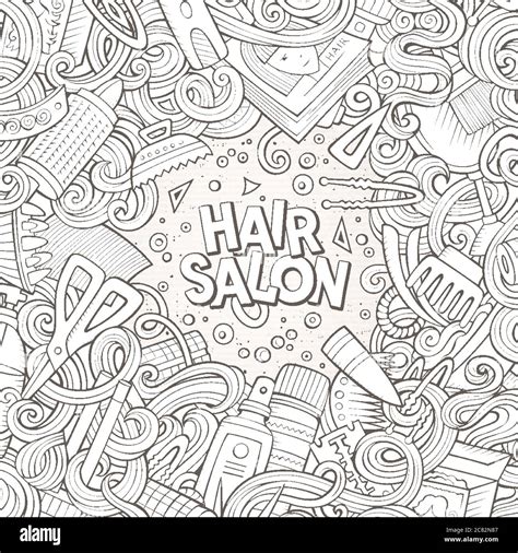 Cartoon Cute Doodles Hair Salon Frame Design Stock Vector Image Art