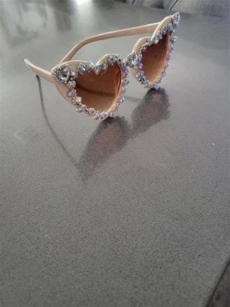 Embellished Heart Sunglasses For Bride Luxury Rhinestone Sunglasses For Her Retro Bachelorette