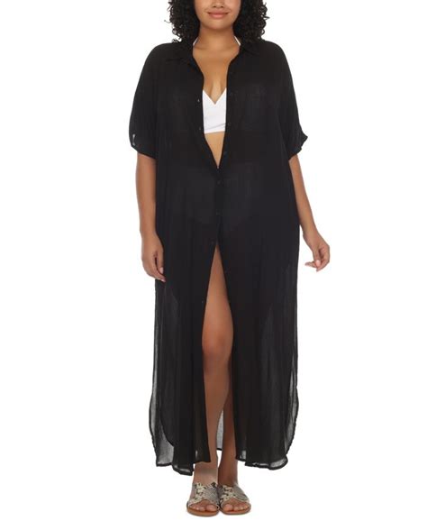 Raviya Plus Size Button Front Cover Up Maxi Dress And Reviews Swimsuits And Cover Ups Plus Sizes