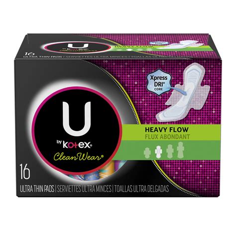 U By Kotex CleanWear Ultra Thin Pads With Wings Heavy Flow Unscented