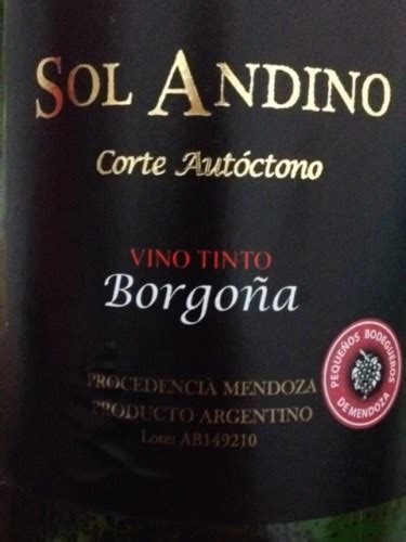 Sol Andino Mendoza Corte Autoctono Borgona Tinto Vivino