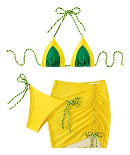 Conjunto De Bikini De Tres Piezas Traje Baño Sexy Para Mujer Meses