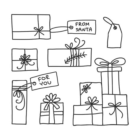 Premium Vector Christmas Gifts With Tags Clipart Winter Presents Hand