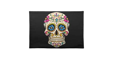 Day Of The Dead Sugar Skull With Cross Placemat Zazzle