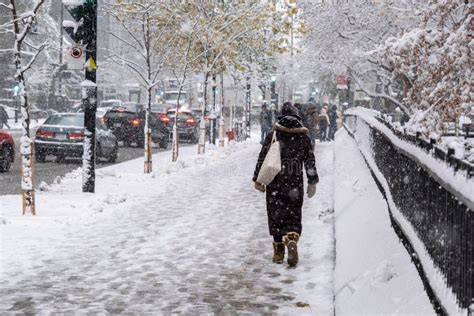 Montreal First Snowfall Of The Season Editorial Stock Image Image Of