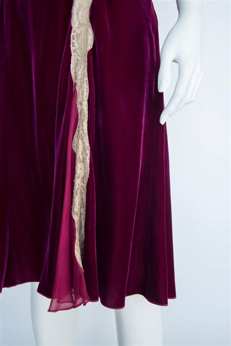 Alberta Ferretti Velvet And Silk Lace Trimmed Slip Dress At Stdibs