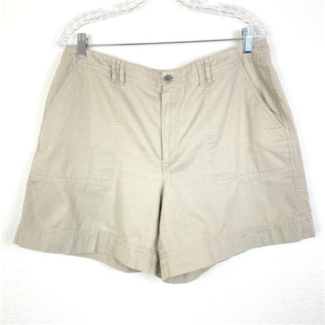 Liz Claiborne Women S Chino High Rise Shorts Size 16 Tan Khaki Pockets