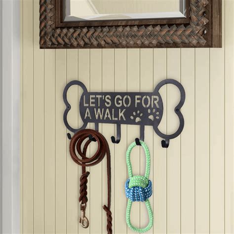 Buy Metal Dog Leash Holder With Self Wall Rack Hanger Hook