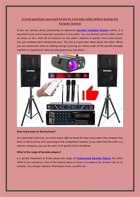 Ppt Crucial Questions You Need To Ask To A Karaoke Seller Before