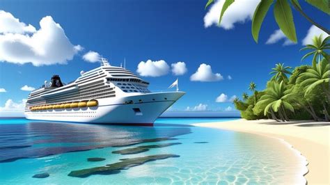 Premium Photo Luxury Cruise Ship Anchored Near A Tropical Island Paradise