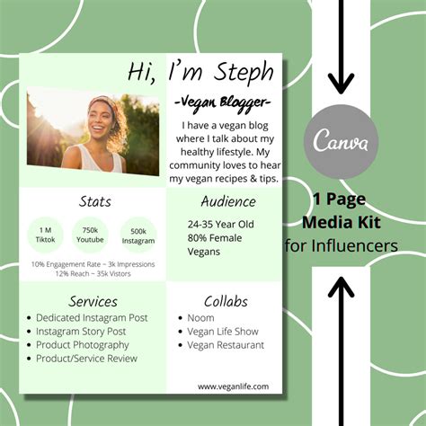 Media Kit Template For Influencers 1 Page Media Kit Press Kit