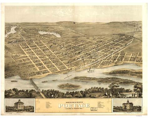 Portage Wisconsin Bird S Eye View Old Maps