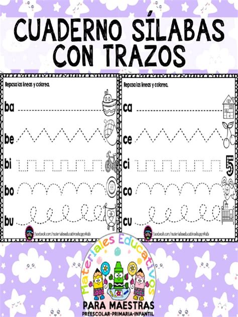 Cuaderno Para Trabajar Sílabas Y Palabras Con Trazos Recopilado Por Materiales Educativos Para