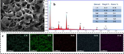 A FE SEM Image Of The Developed NM88B GO SA Composite Aerogel B EDS