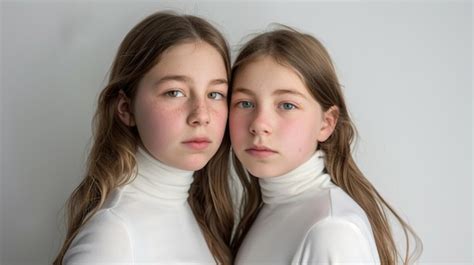 Twin Girls With Subtle Expressions Face The Camera Their Likeness