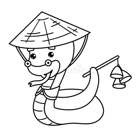 Coloring Book For Kids Chinese New Year Character Snake Stock Vector