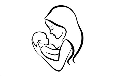 mother baby outline