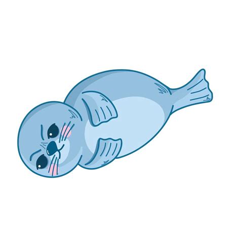 Vector illustration with cute angry sea seal, navy seal, funny sea animals in cartoon style ...