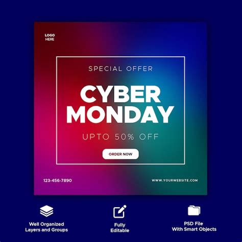 Premium Psd Cyber Monday Social Media Post Psd Template