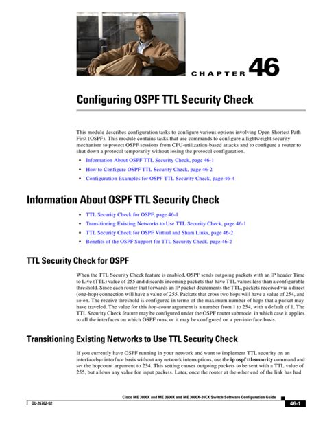 Configuring OSPF TTL Security Check