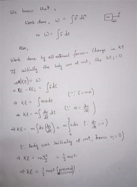 Derive K E12 Mv2 By Calculas Method Physics Motion In A Straight