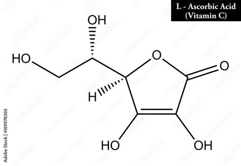 Molecular Structure Of Ascorbic Acid Vitamin C Stock Illustration