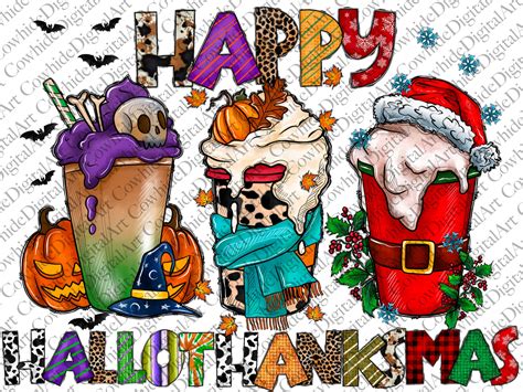 Happy Hallothanksmas Coffee PNG Coffee Clipart Fall PNG Etsy