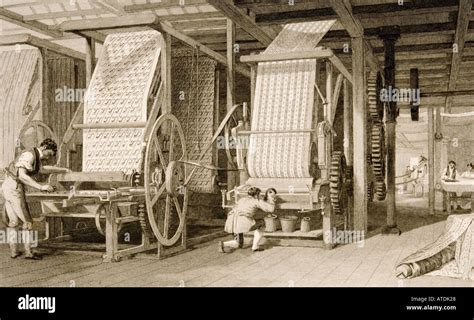 Calico printing in cotton mill in 1830s Stock Photo: 5316391 - Alamy