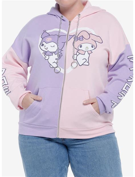 My Melody And Kuromi Pastel Split Girls Hoodie Plus Size Hot Topic