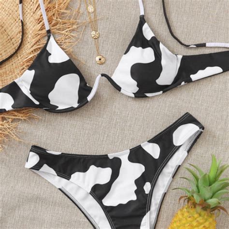 Marjorie Edwina Cow Print Bikini Printed Bikini Sets Bikinis Bikini Set