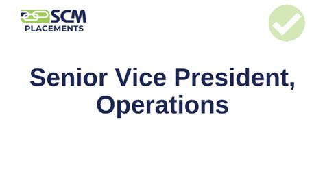 Senior Vice President Operations | SCM Talent Group