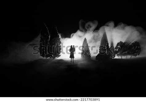 Silhouette Woman Child Walking Cemetery Night Stock Photo 2217703891 ...