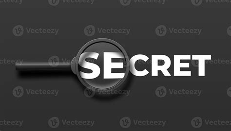 Secret word lettering typography with magnifying glass zooming the word ...