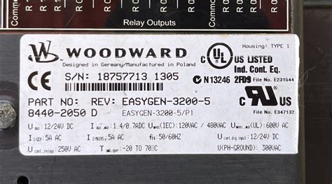 WOODWARD EASYGEN 3200 5 P1 GENERATOR CONTROLLER 8440 2050 REV D