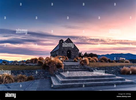 magnificent holy  church   good shepherd  colorful sunrise