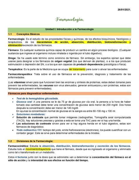 Apuntes Primer Parcial Farma 26012021 Unidad I Introducción A La