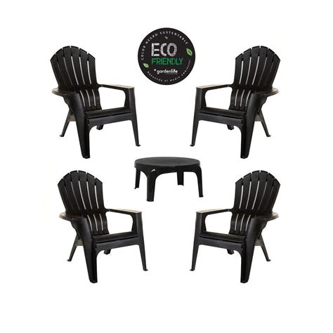 Set 4 Sillones Miami Garden Life Ecologicos Mesa Puket Negra