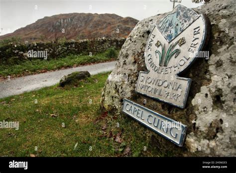 Sign for Capel Curig in the Snowdonia National Park, Wales, UK Stock ...