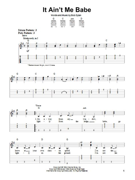 It Ain T Me Babe By Johnny Cash Sheet Music For Easy Guitar Tab At