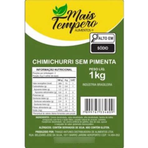 Chimichurri Sem Pimenta Sem Conservantes Natural G Kg Mais