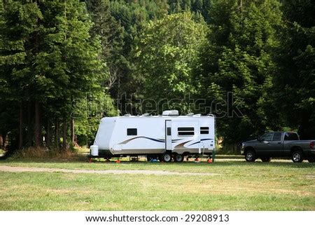 Camping RV Trailer Redwood Forest Stock Photo (Edit Now) 29208913 ...