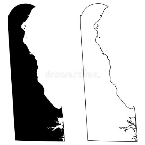 Delaware De State Maps Usa Black Silhouette And Outline Isolated On A