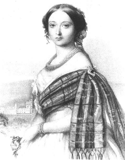 1856 Or Later Queen Victoria Wearing A Tartan With Balmoral Castle In