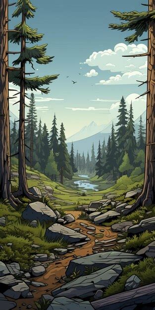 Premium AI Image | Scrub Forest In Rocky Mountains A Desolate Cartoon ...