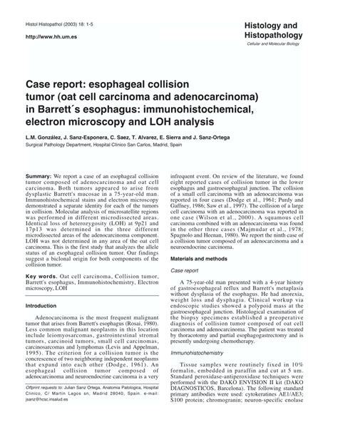 (PDF) Case report: Esophageal collision tumor (oat cell carcinoma and ...