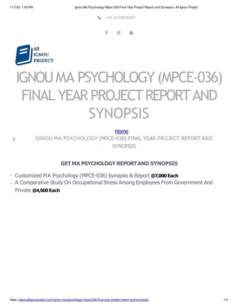 Ppt Ignou Ma Psychology Mpce Final Year Project Report And