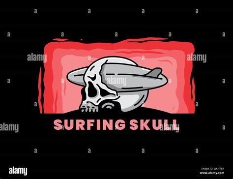 Illustration Design Of A Surfboard Piercing The Skull Stock Vector