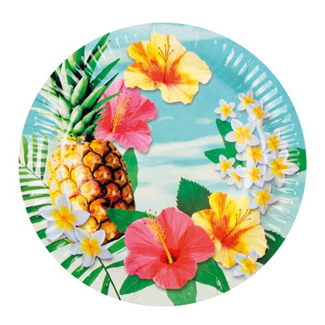 Hawaii Party Deko Tischdeko Teller Becher Servietten Blume Personen